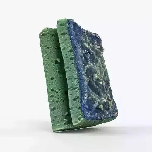 Photorealistic 3D scan of dirty used sponge