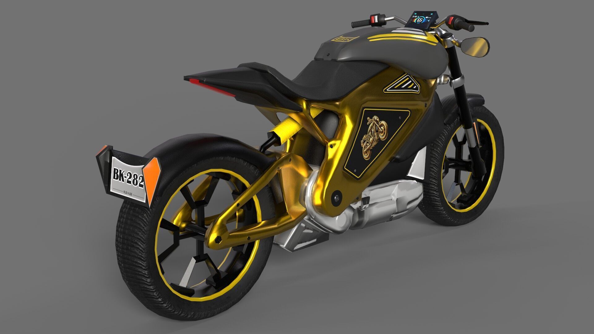 Realistic Electric Motorcycle - Gold Edition - Game and VR Ready Low-poly 3D model_10