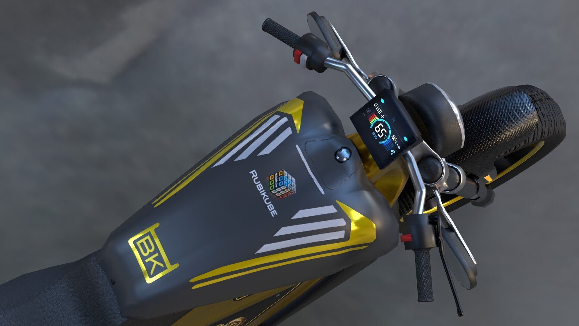 Realistic Electric Motorcycle - Gold Edition - Game and VR Ready Low-poly 3D model_5