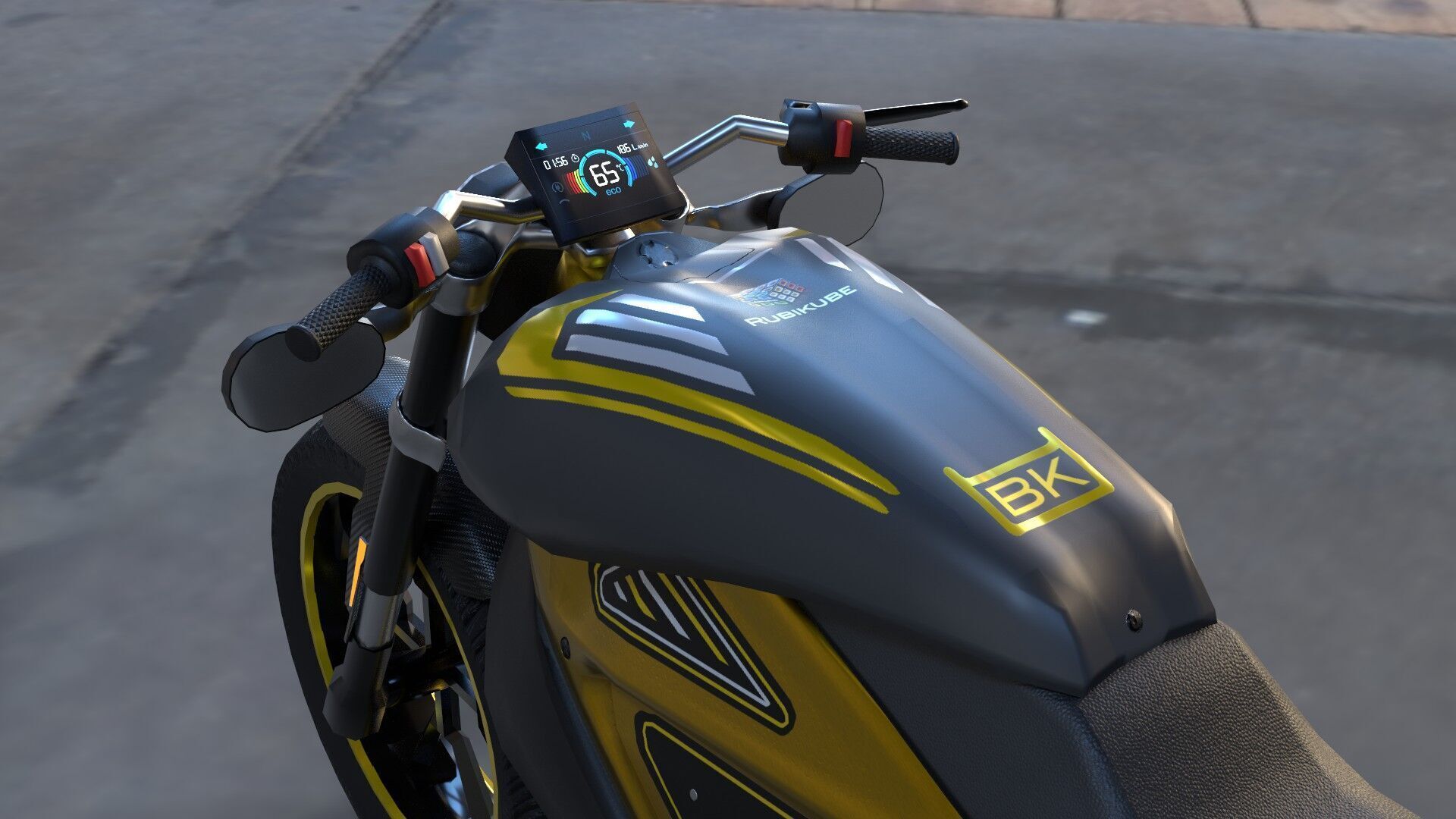 Realistic Electric Motorcycle - Gold Edition - Game and VR Ready Low-poly 3D model_4