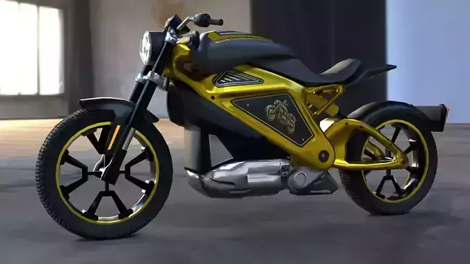 Realistic Electric Motorcycle - Gold Edition - Game and VR Ready Low-poly 3D model