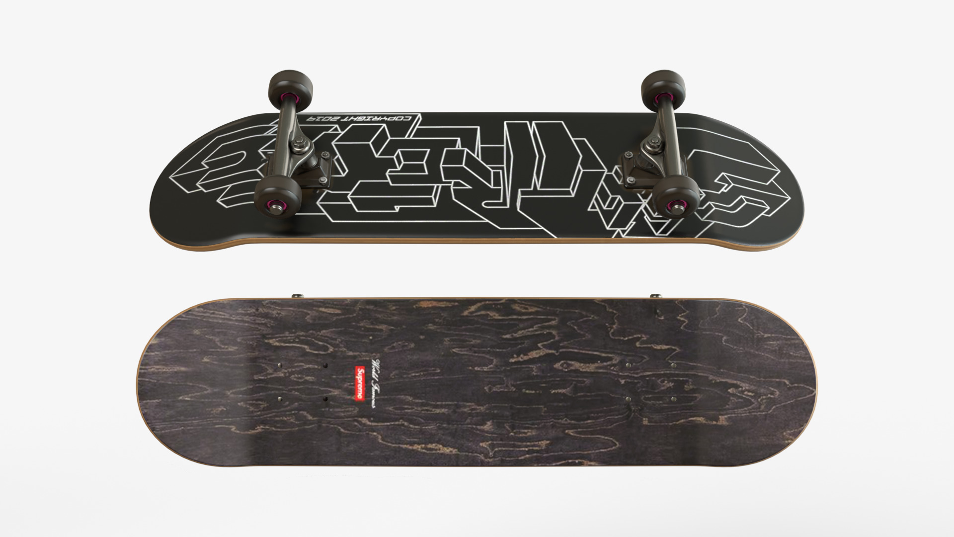 Three Realistic Skateboards 3D model_3