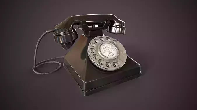 Vintage Rotary Phone Low-poly 3D model