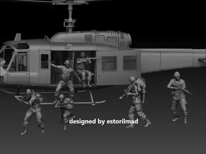 PACK 6 SOLDADOS AMERICANOS VIETNAM RESCATE BELL UH-1 3D print model