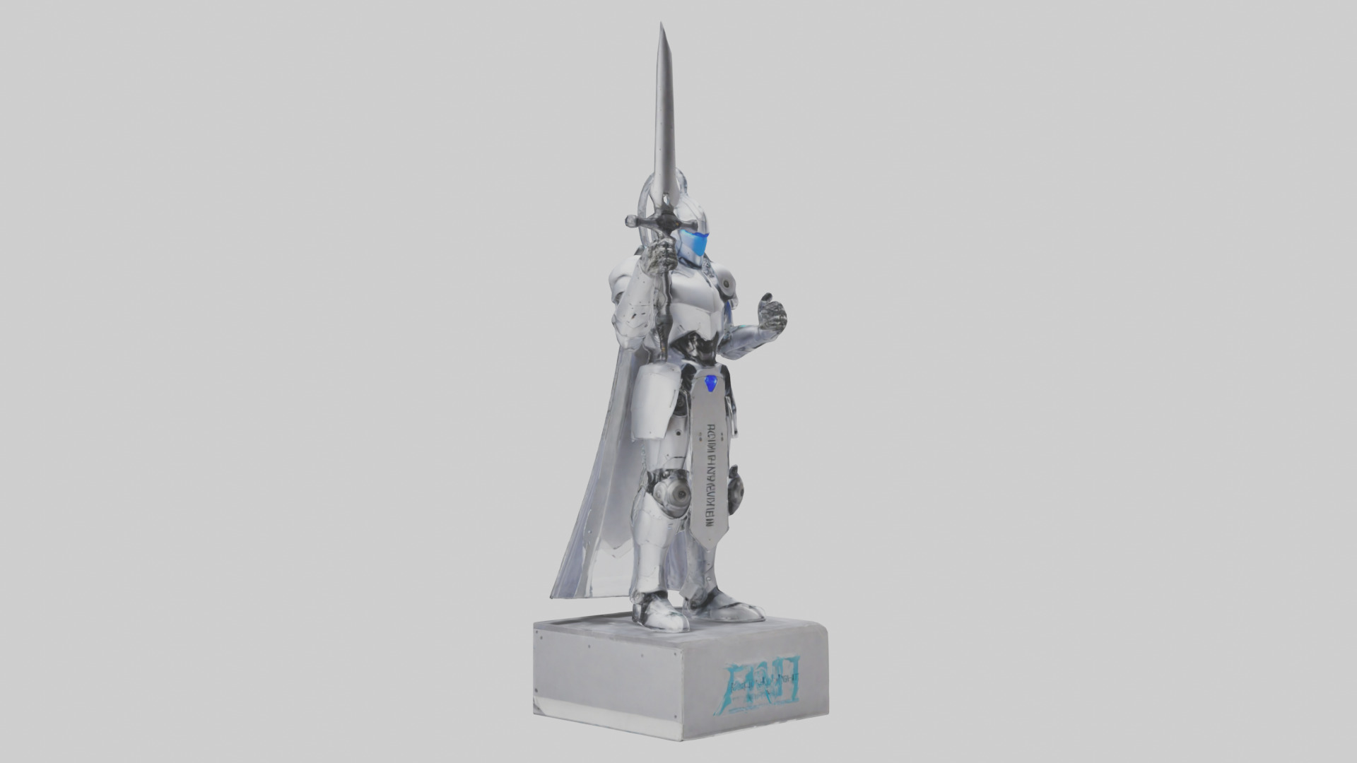 Robotic Knight statue model 3D model_9