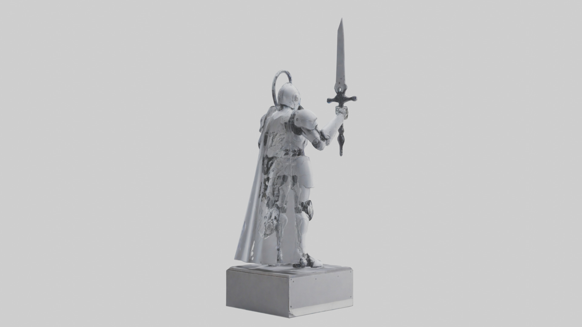 Robotic Knight statue model 3D model_4