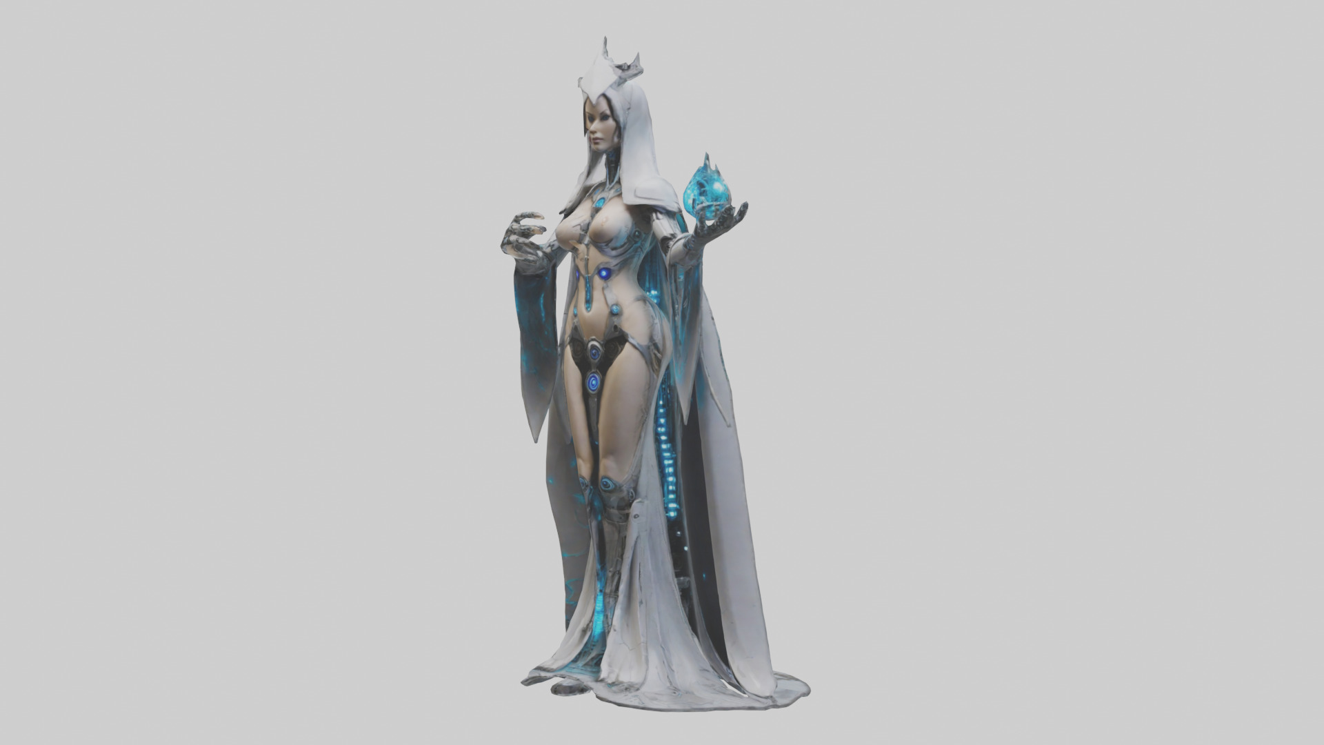 Robotic Sorceress statue model 3D model_1
