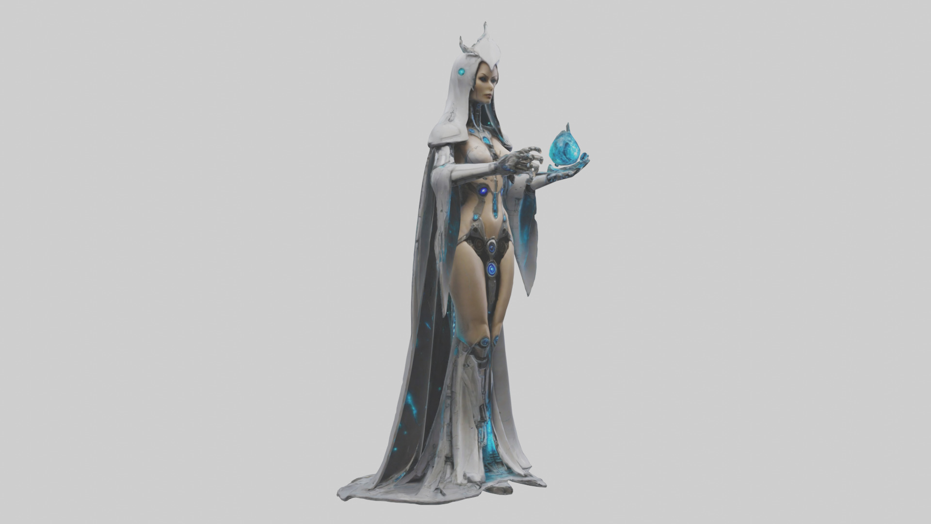 Robotic Sorceress statue model 3D model_11