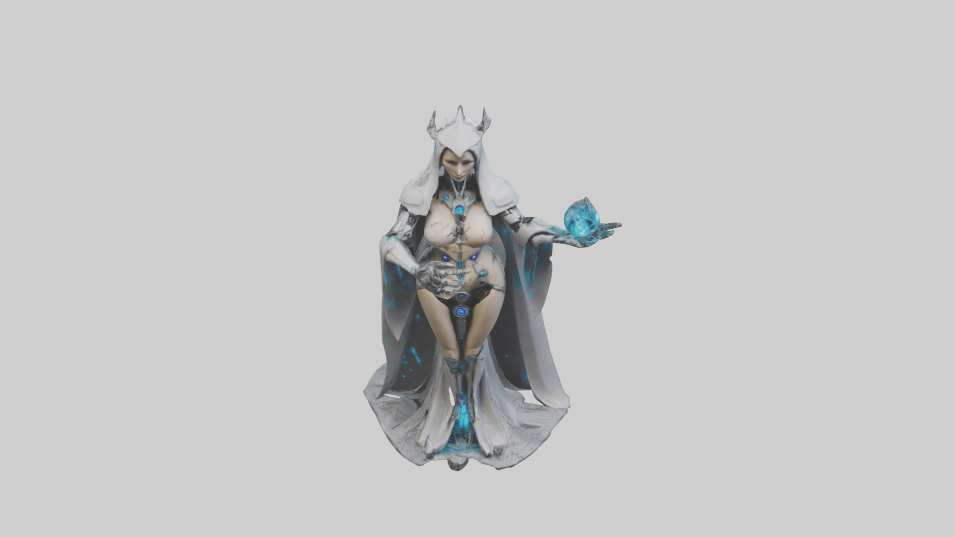 Robotic Sorceress statue model 3D model_16