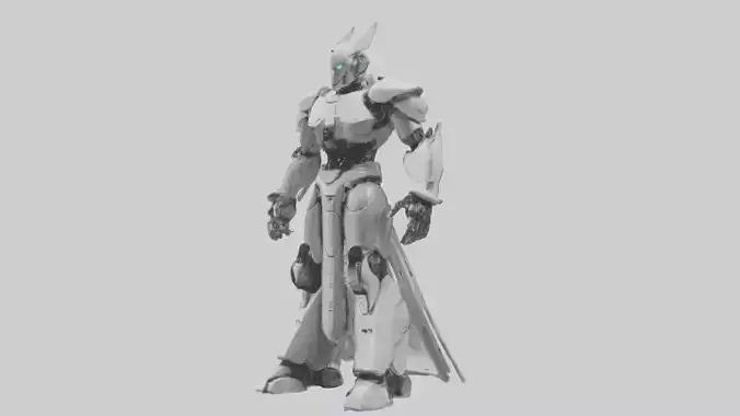 Robotic Warrior Leader statue model