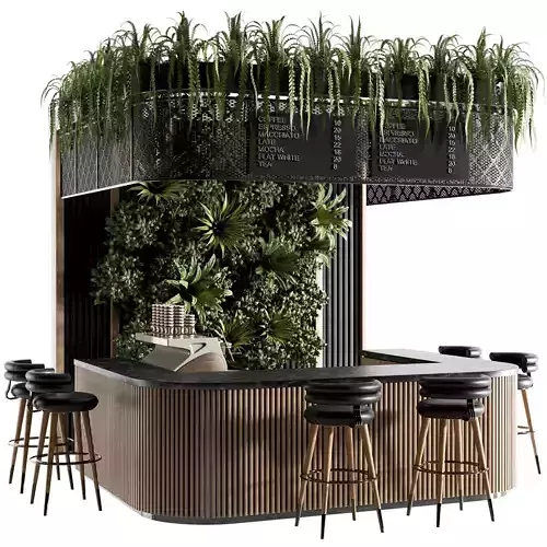 Coffee Bar with Plants-set13