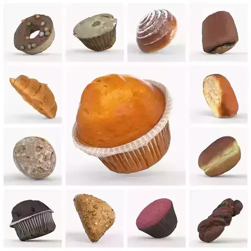 Photorealistic 3D scanning of various sweet bakery 3D Model Collection Photorealistic 3D scanning of various sweet bakery 3D Model Collection