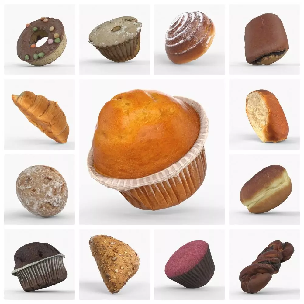 Photorealistic 3D scanning of various sweet bakery 3D Model Collection_0