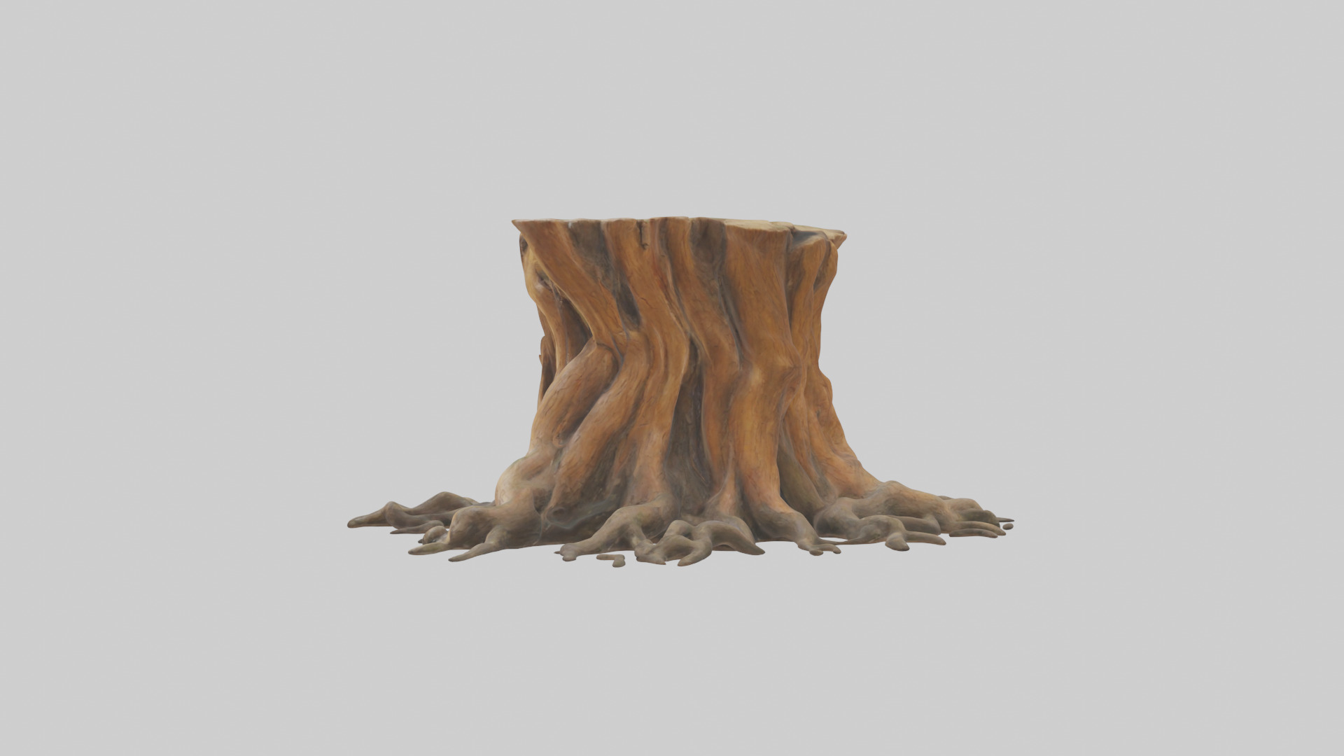 Rooted Tree Trunk Sculpture model 3D model_1