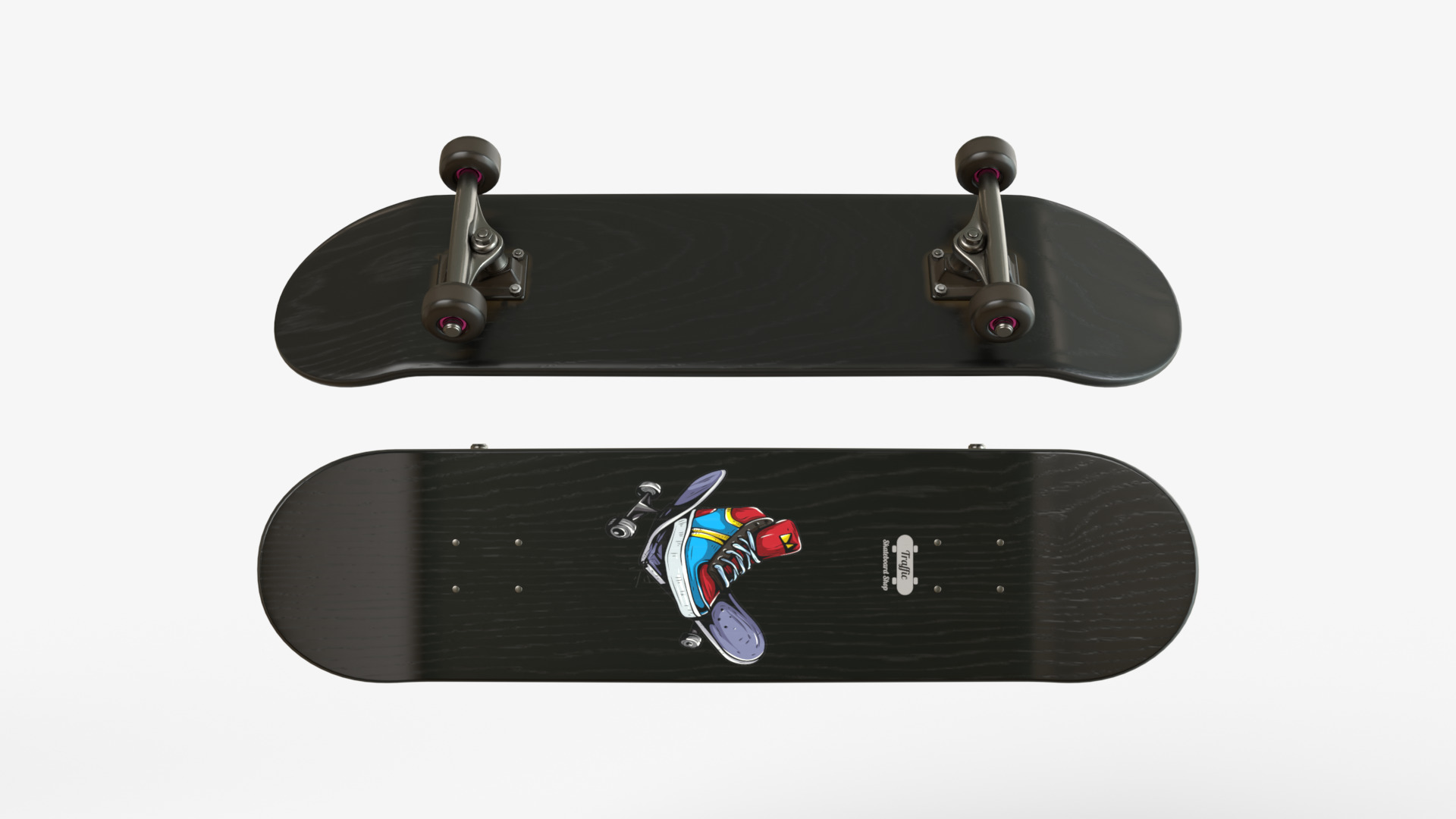 Four Realistic Skateboards 3D model_5