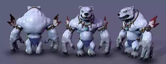 Cartoon white bear monster