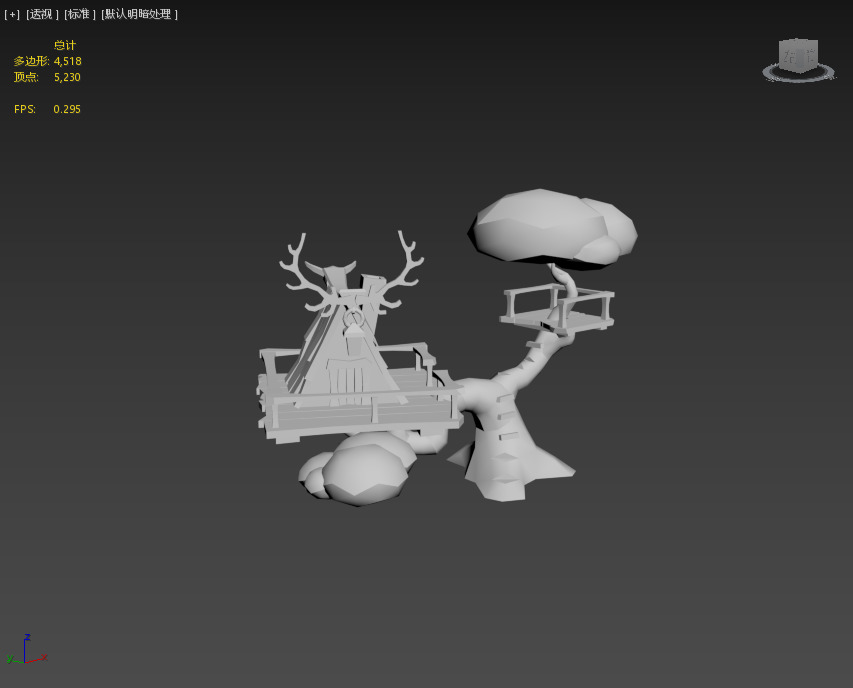 Cartoon Tree House Low-poly 3D model_1