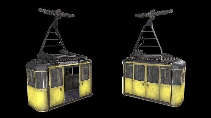 cable car Low-poly 3D model