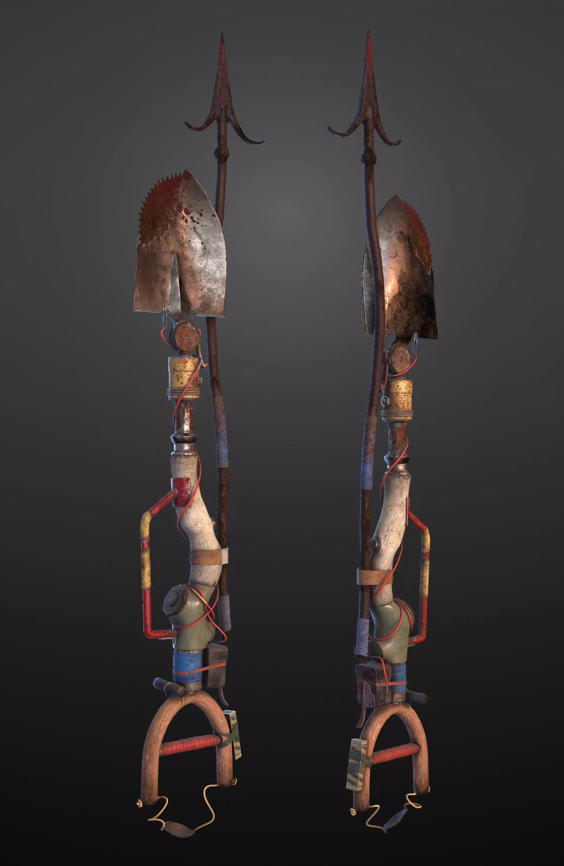 Cyber DIY shovel weapon Low-poly 3D model_0