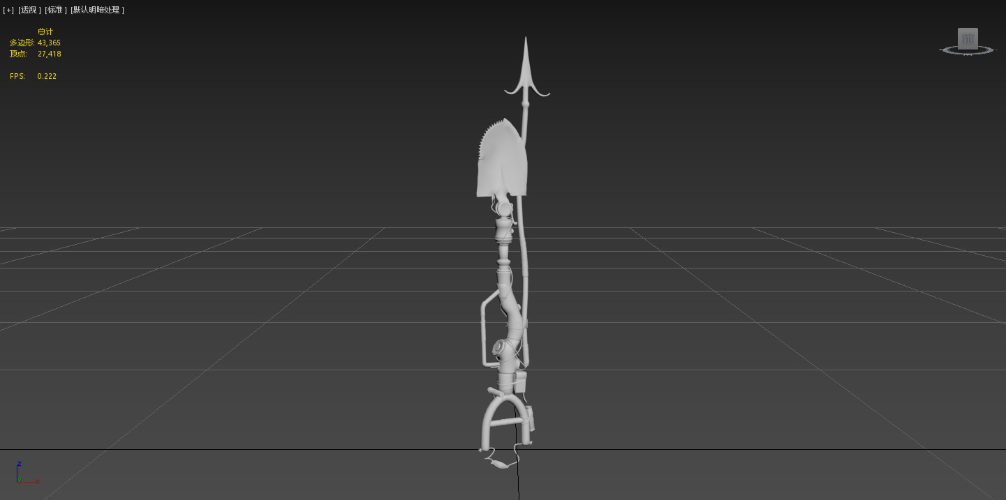 Cyber DIY shovel weapon Low-poly 3D model_1