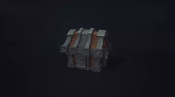 Hand drawn stylized treasure chest  Low-poly 3D model_0