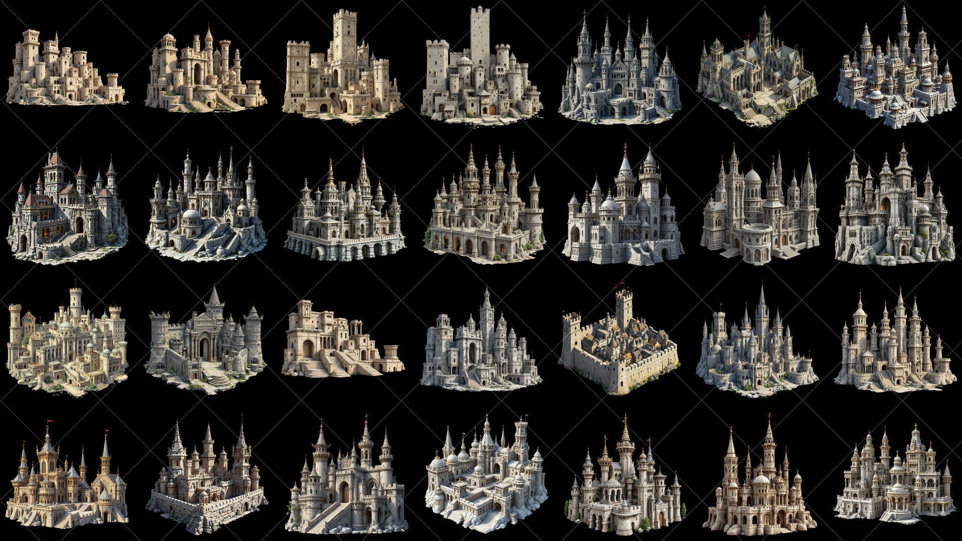 132 Transparent Fantasy Castle And Fort Game Asset Texture_3