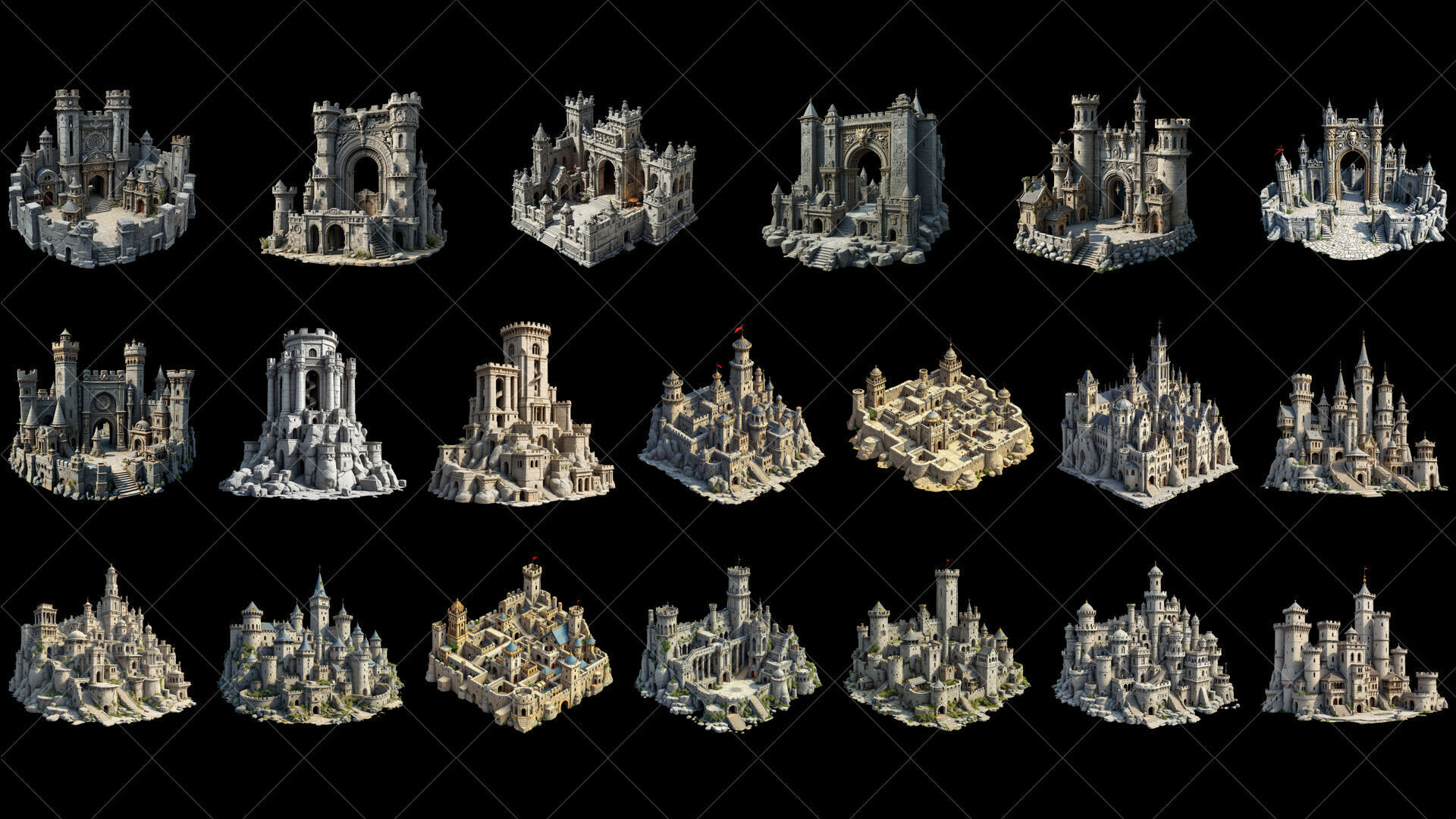 132 Transparent Fantasy Castle And Fort Game Asset Texture_5