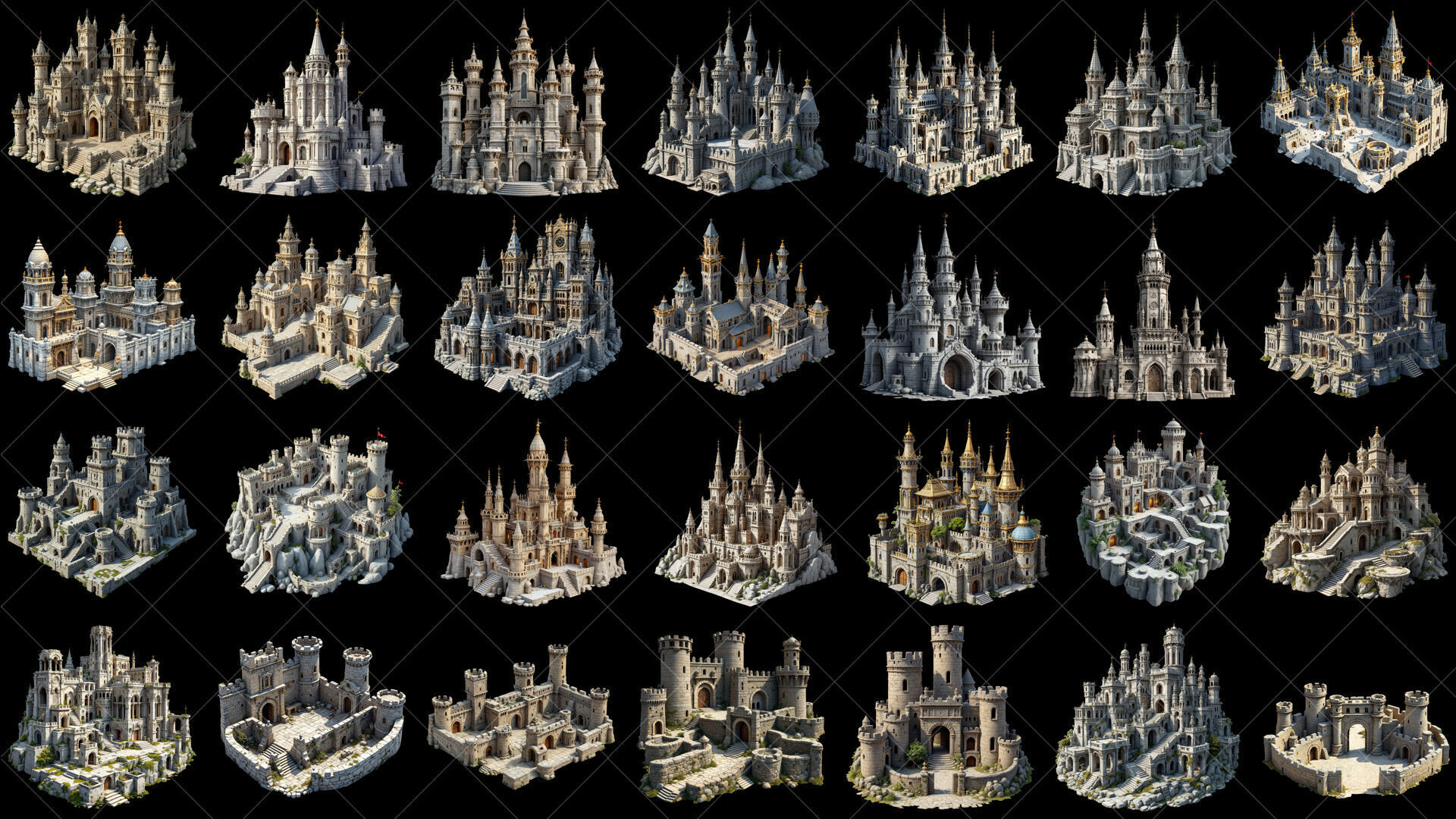 132 Transparent Fantasy Castle And Fort Game Asset Texture_2