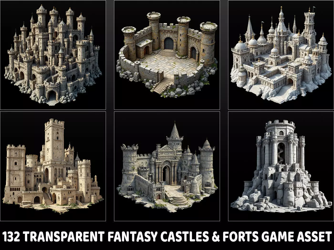 132 Transparent Fantasy Castle And Fort Game Asset Texture_0