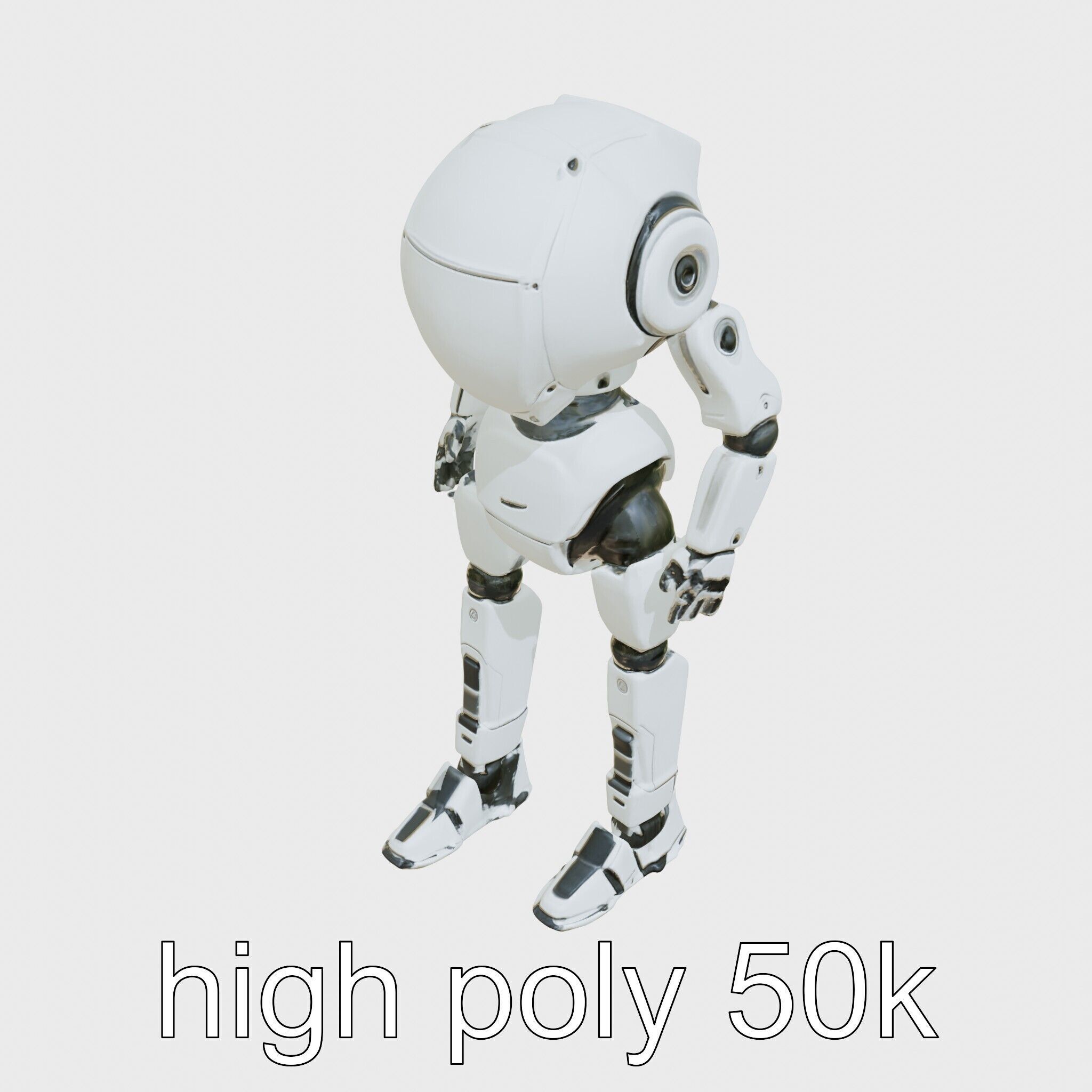 Humanoid Robot Conceptual Design Low-poly 3D model_11