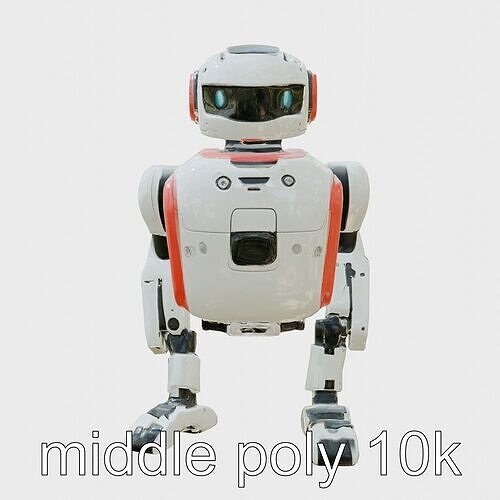 Humanoid Robot Futuristic Design Low-poly 3D model