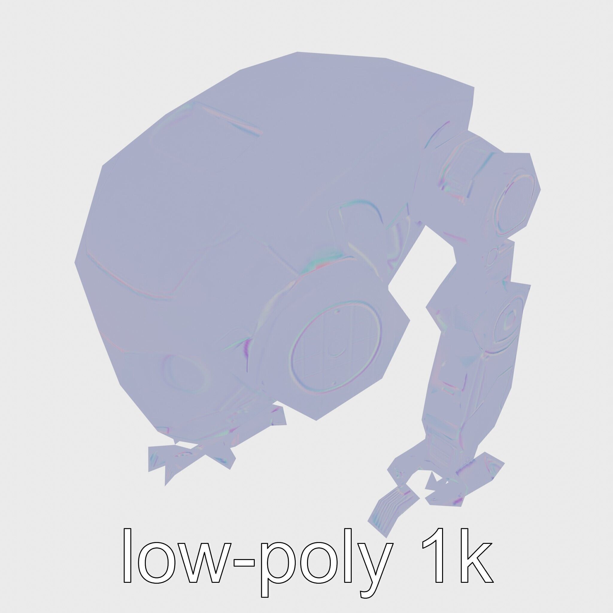 Futuristic Humanoid Robot with Green Glowing Eye Low-poly 3D model_14