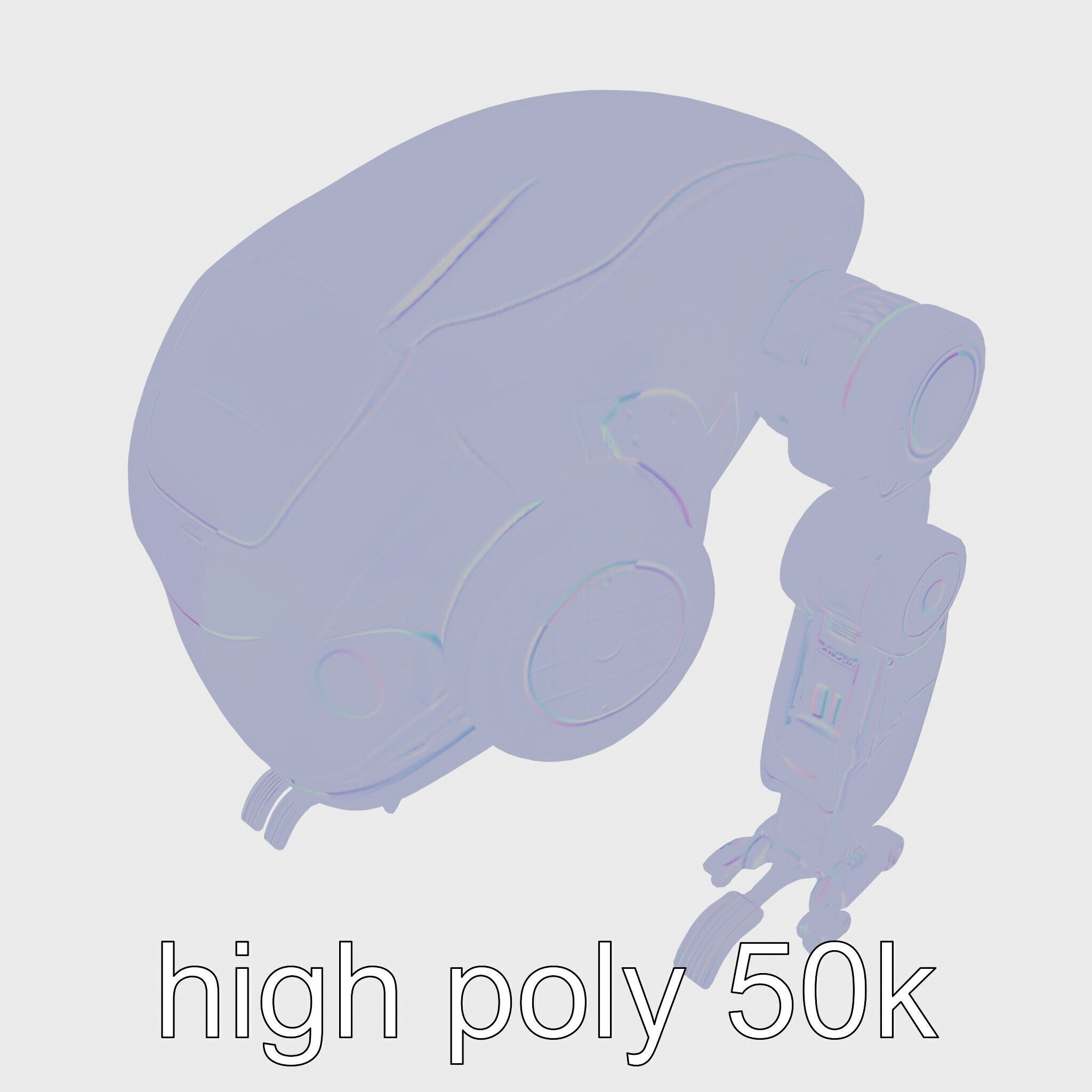 Futuristic Humanoid Robot with Green Glowing Eye Low-poly 3D model_15