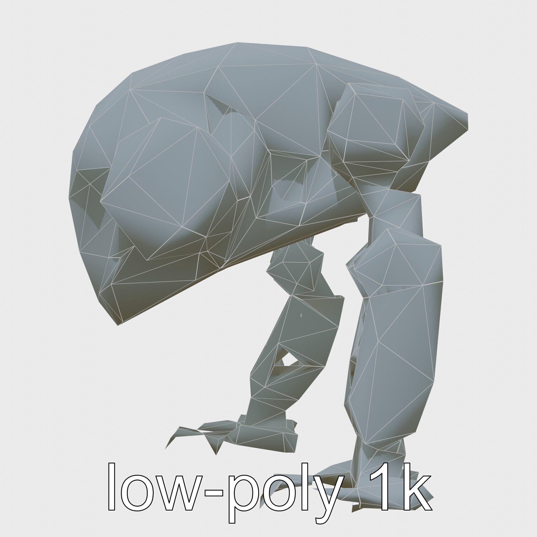 Futuristic Humanoid Robot with Green Glowing Eye Low-poly 3D model_18