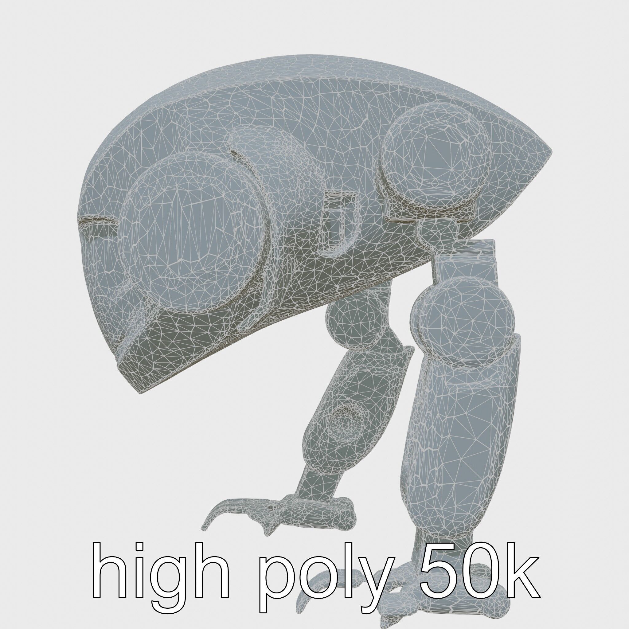 Futuristic Humanoid Robot with Green Glowing Eye Low-poly 3D model_24