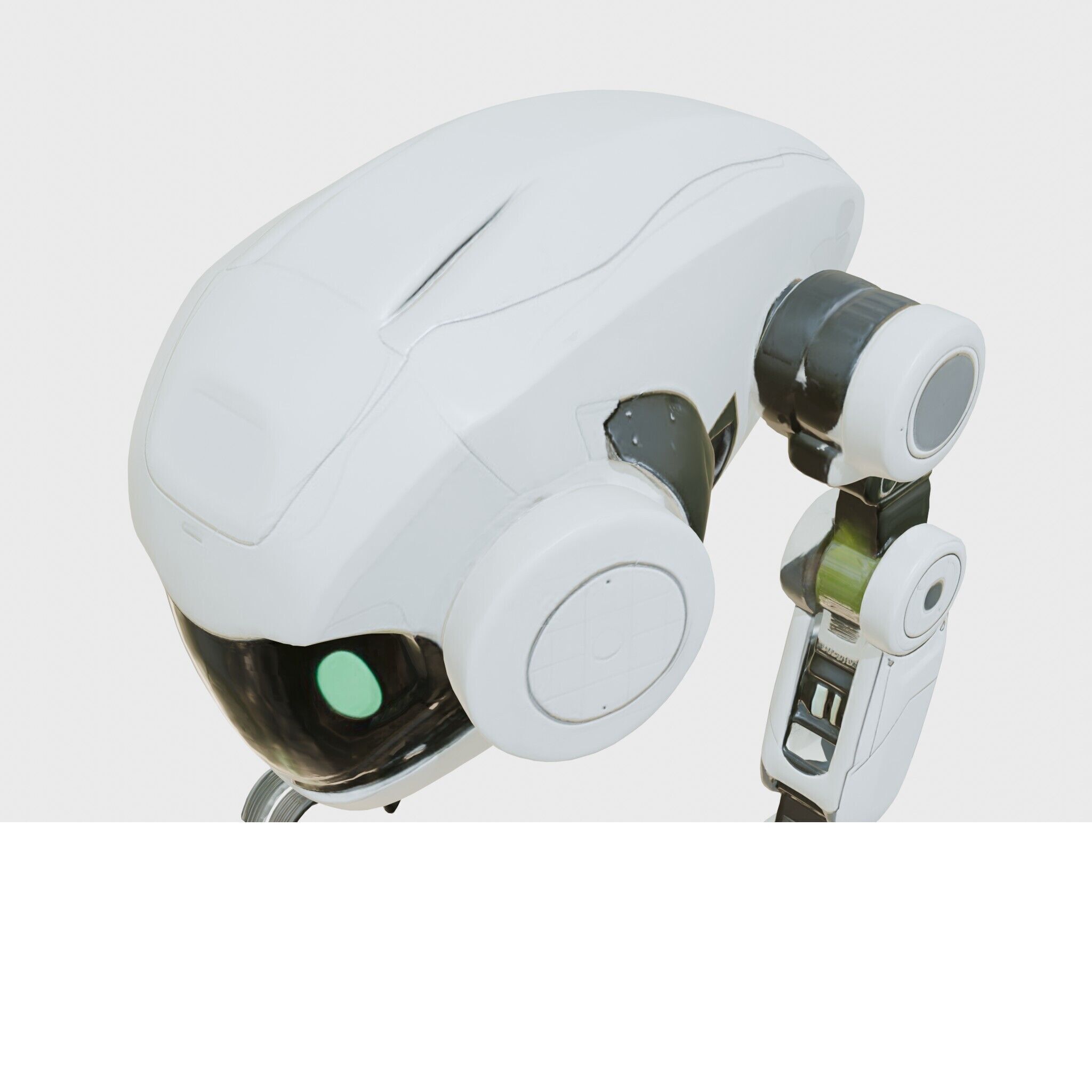 Futuristic Humanoid Robot with Green Glowing Eye Low-poly 3D model_11