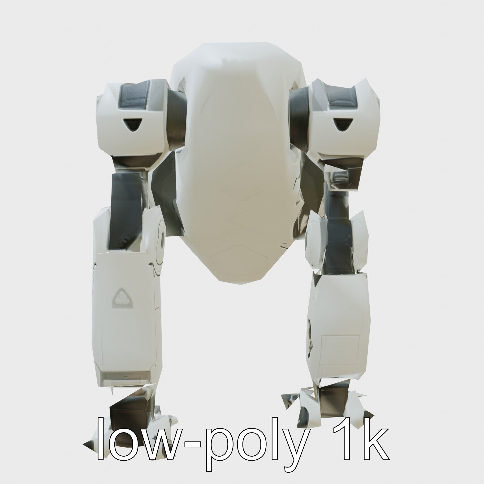 Futuristic Humanoid Robot with Green Glowing Eye Low-poly 3D model_7