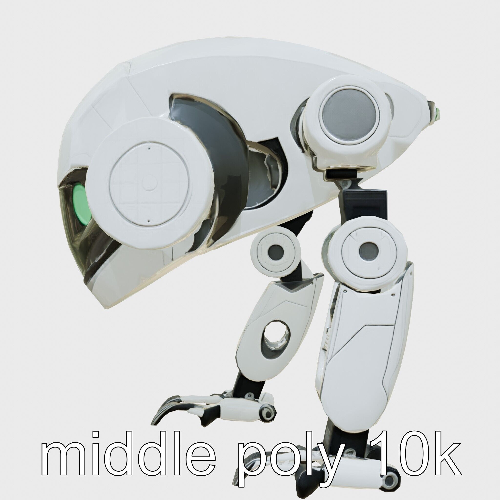 Futuristic Humanoid Robot with Green Glowing Eye Low-poly 3D model_19