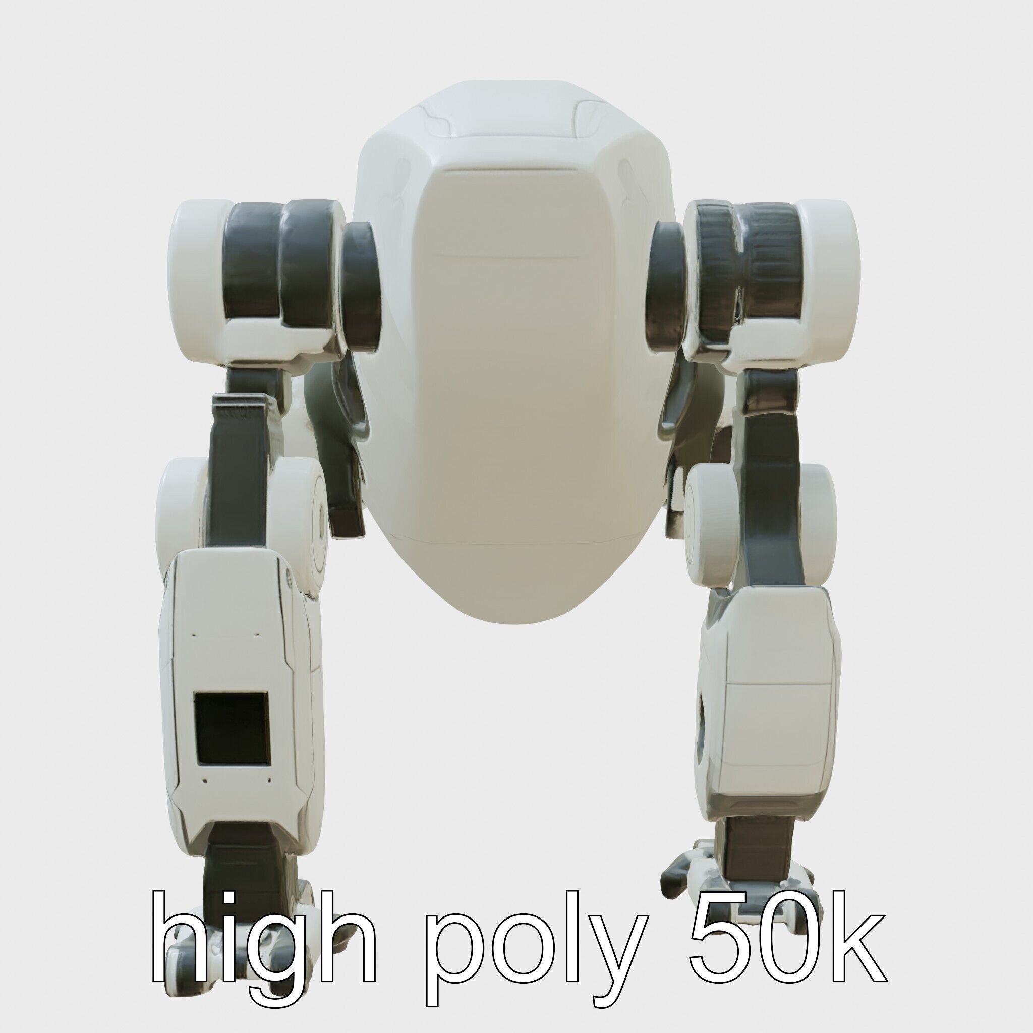 Futuristic Humanoid Robot with Green Glowing Eye Low-poly 3D model_5