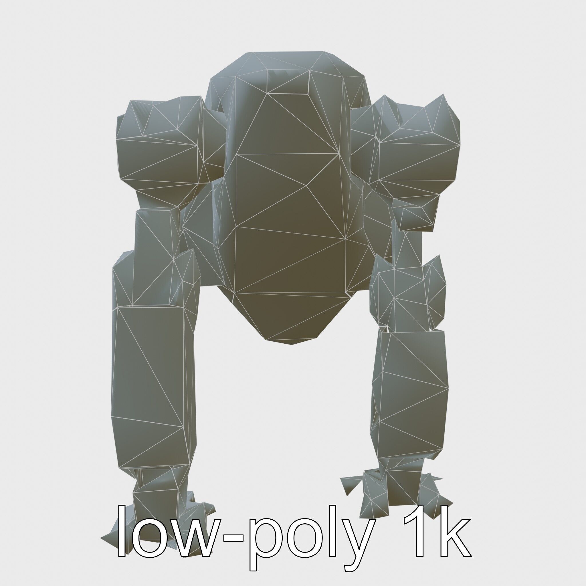 Futuristic Humanoid Robot with Green Glowing Eye Low-poly 3D model_10