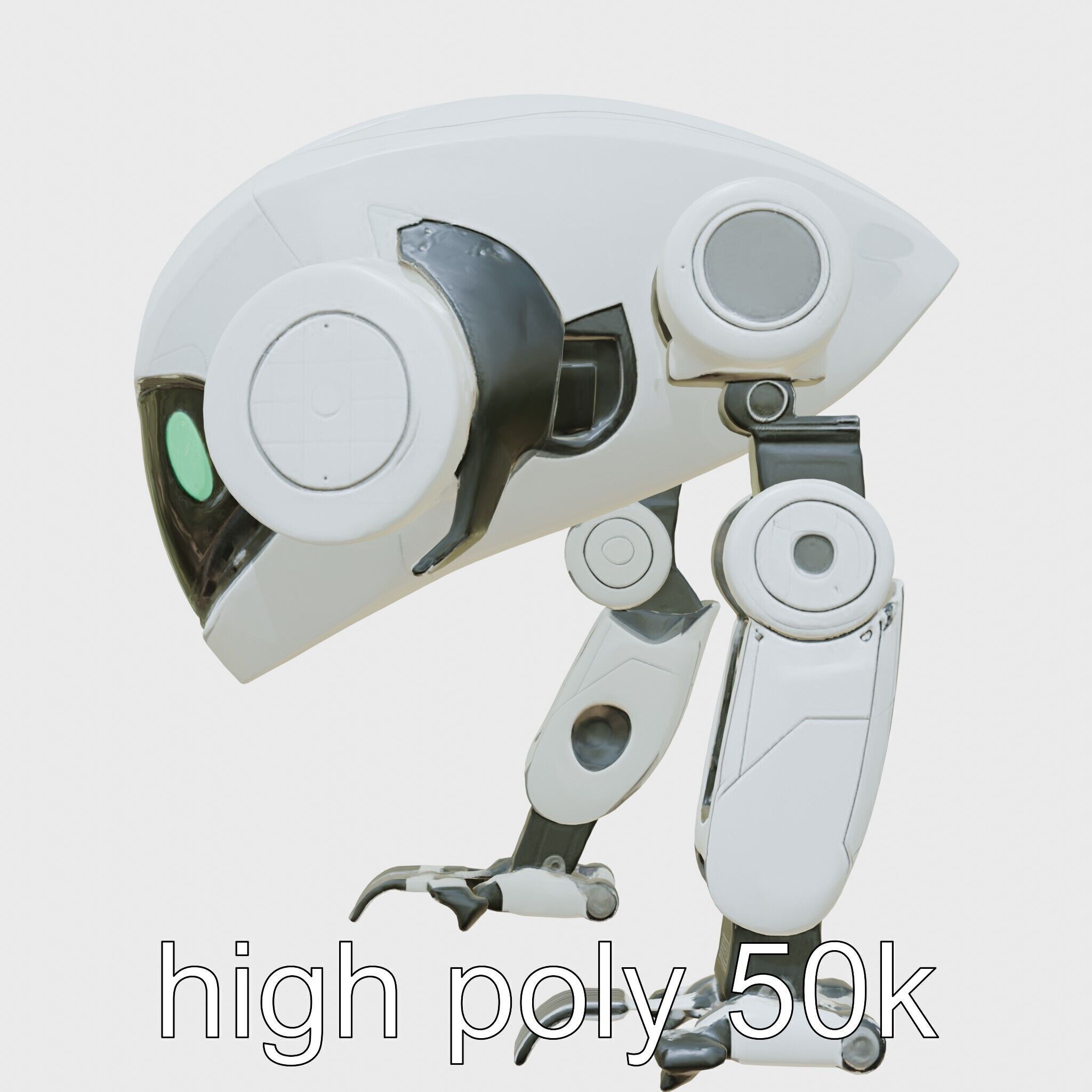 Futuristic Humanoid Robot with Green Glowing Eye Low-poly 3D model_30