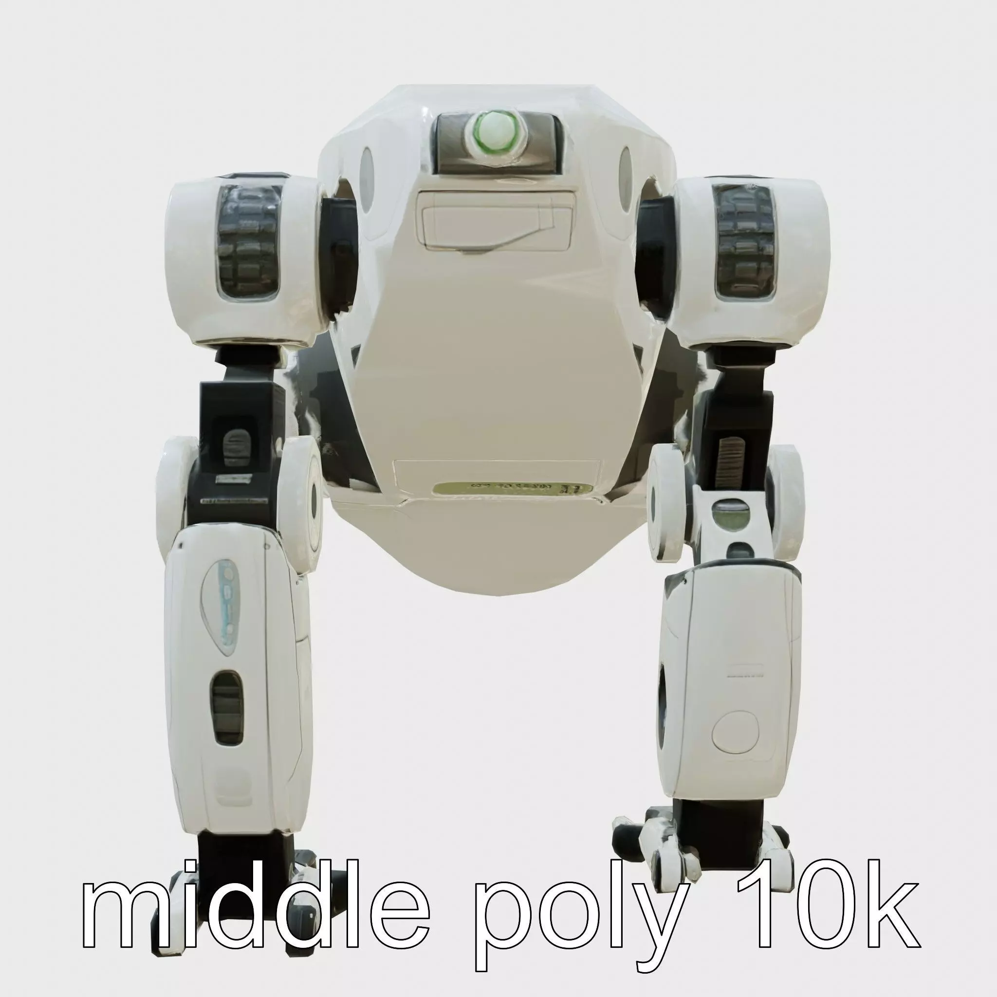 Futuristic Humanoid Robot with Green Glowing Eye Low-poly 3D model_0