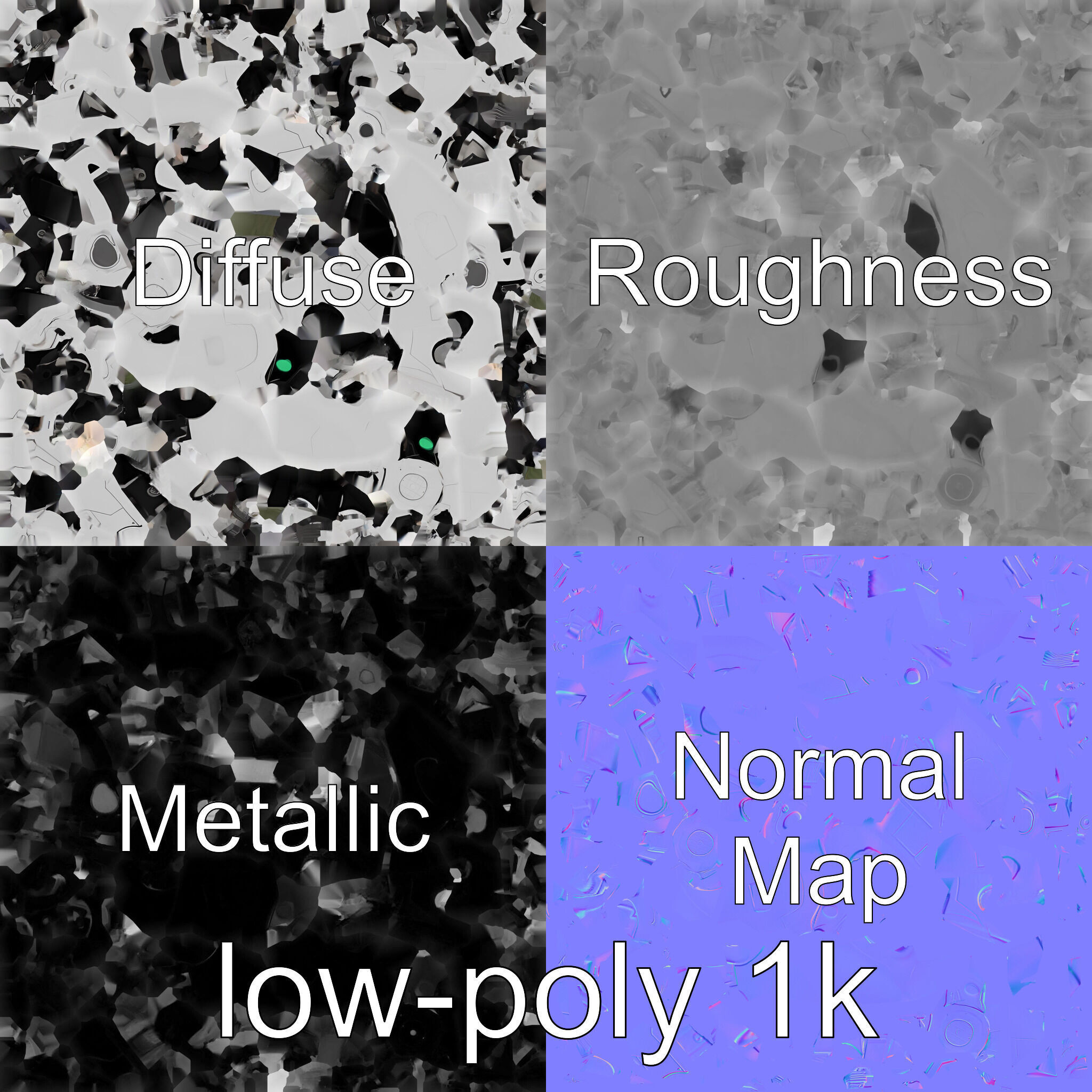 Futuristic Humanoid Robot with Green Glowing Eye Low-poly 3D model_4