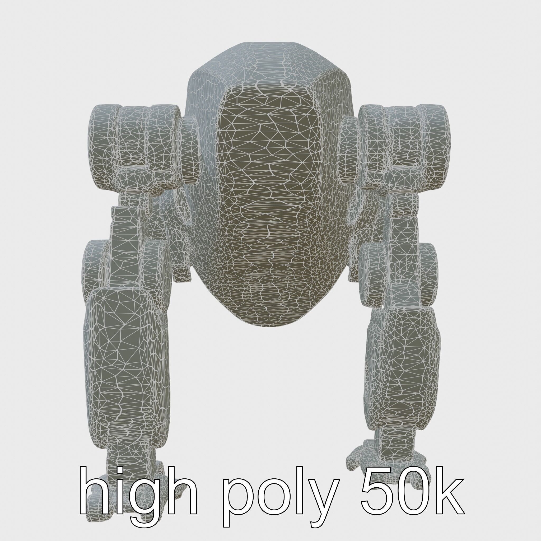 Futuristic Humanoid Robot with Green Glowing Eye Low-poly 3D model_8