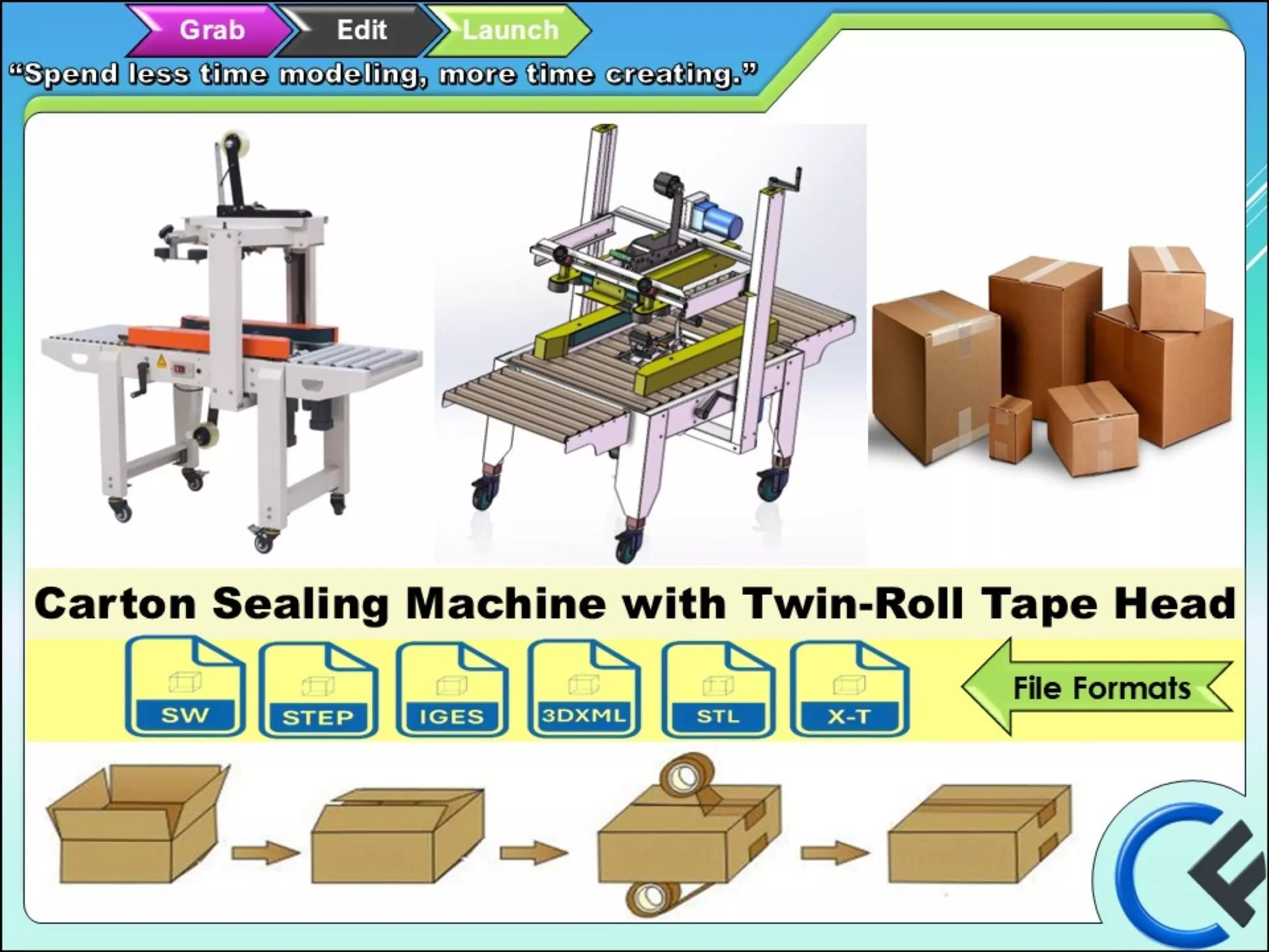 Carton Sealing Machine 3D model_0