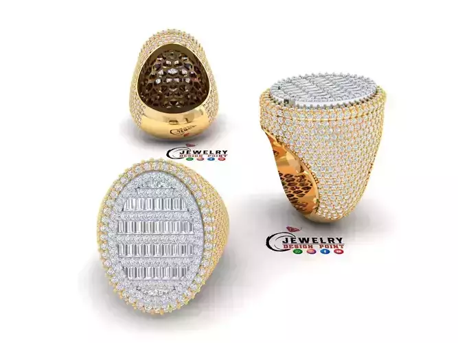 Custom Oval Shape Signet Ring - Oval Hiphop Ring