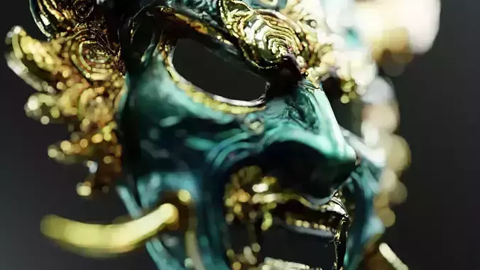 Golden Oni Mask 3D Model 3D model