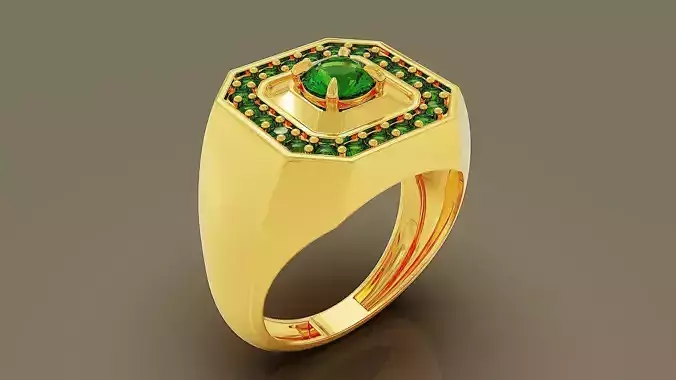 Prong set round shape diamond signet ring for men