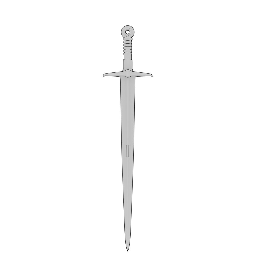 Gold Sword 3D model_4