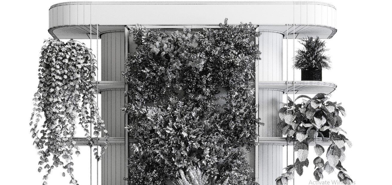 Plants set partition - Vertical Garden wall plant 105 3D model_8